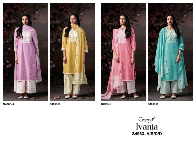 Ganga ivania 4963 manufacturer and wholesaler of dress material from ludhiana